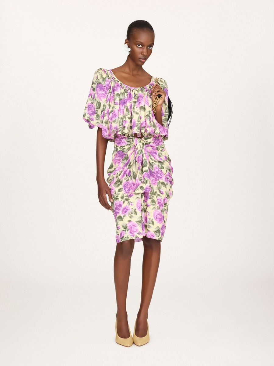Knee-length wrap skirt in silk - 3