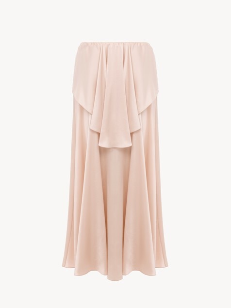 Fluid layered midi skirt in washed silk satin