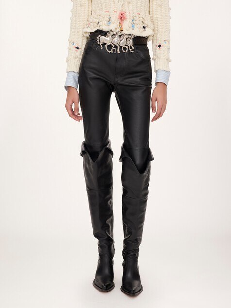 Slim pants in leather