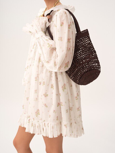 Bolso tote peque&ntilde;o Summer Banana de rafia