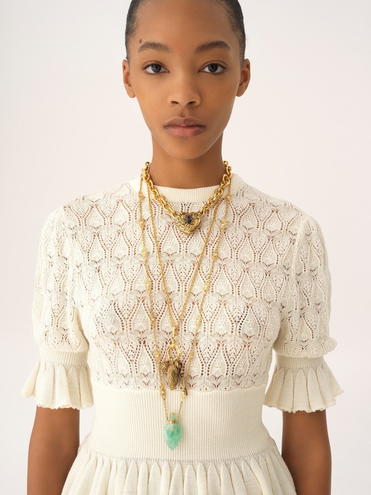 Short-sleeve ruffled sweater in a wool-mix knit - 7