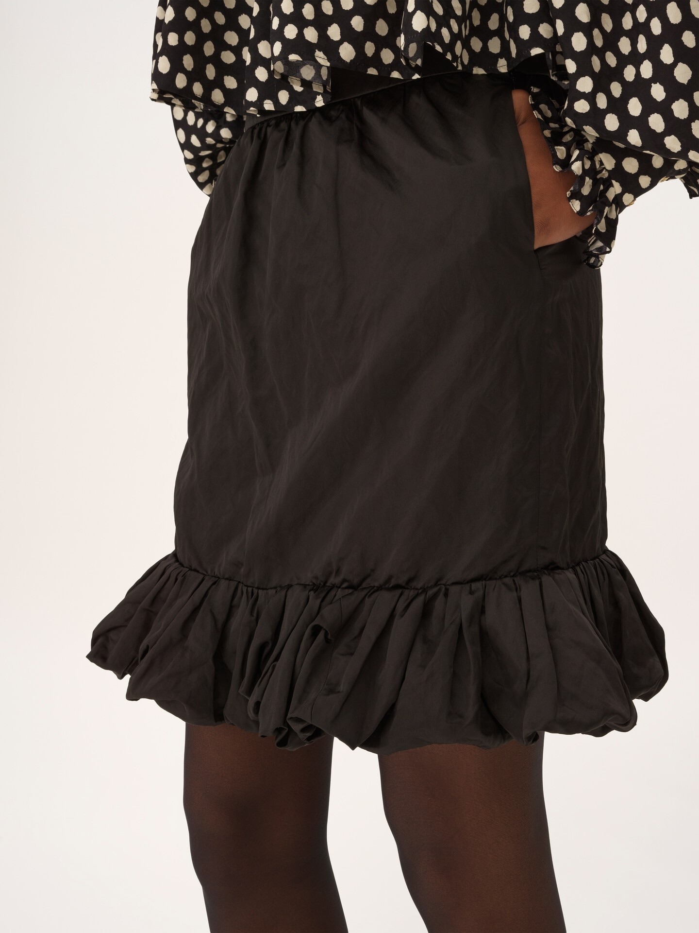Ruffled mini skirt in washed technical satin - 6