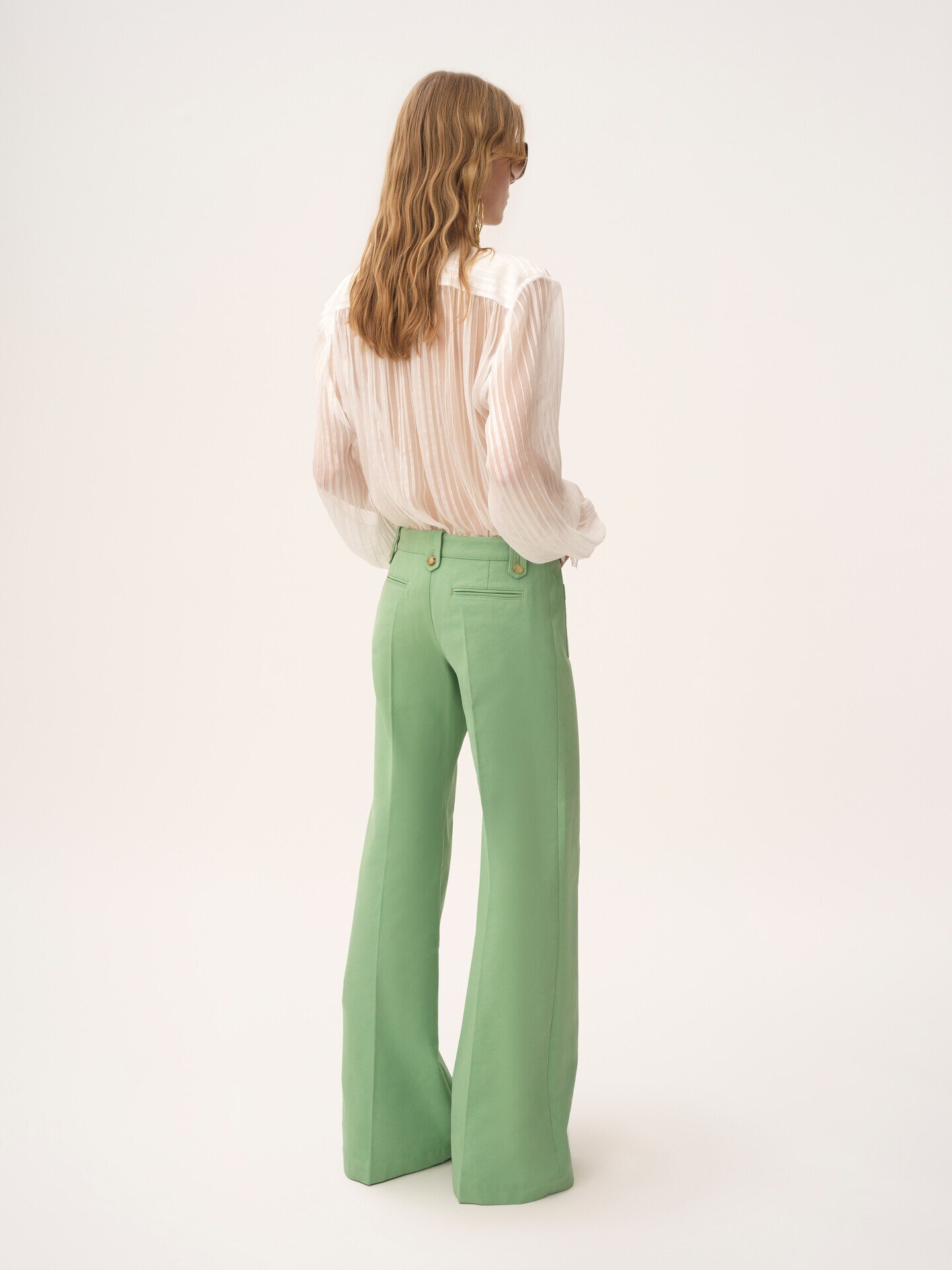 Flared trousers in cotton canvas - 5