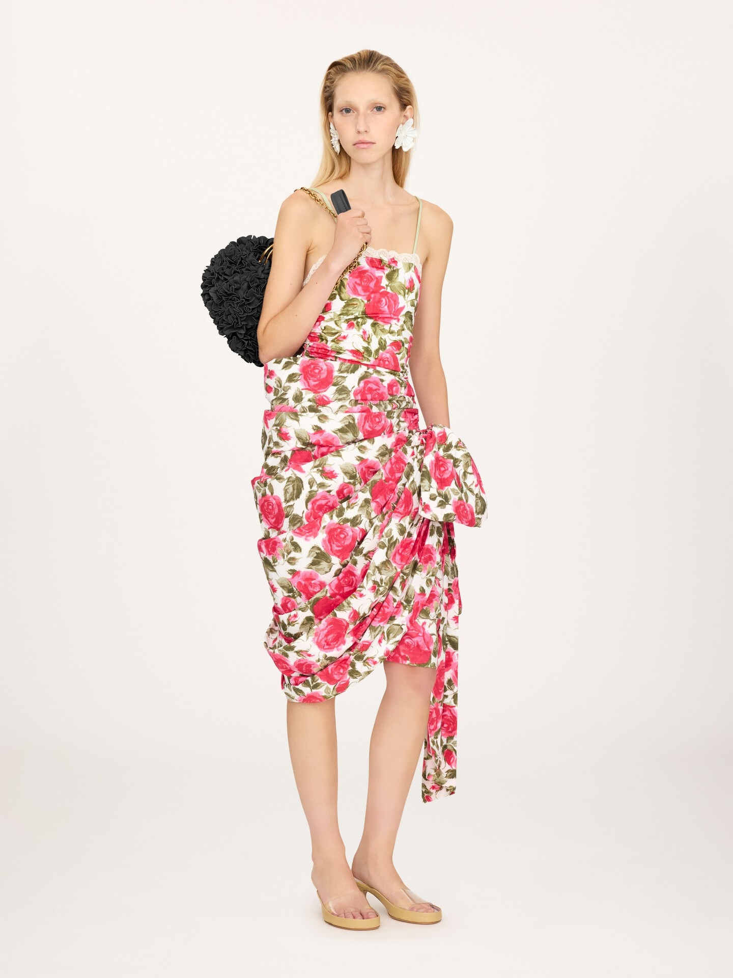 Bolso de hombro Chlo&eacute; Pliss&eacute; con cadena de cuero con flores - 7