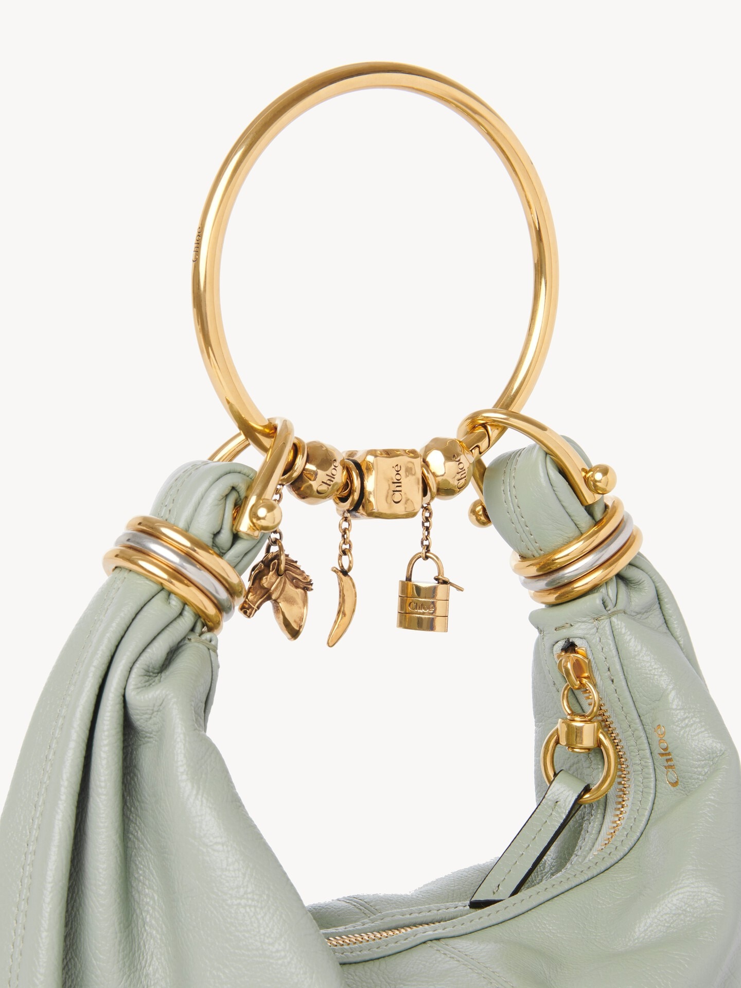 Small Bracelet hobo bag in grained leather - 6