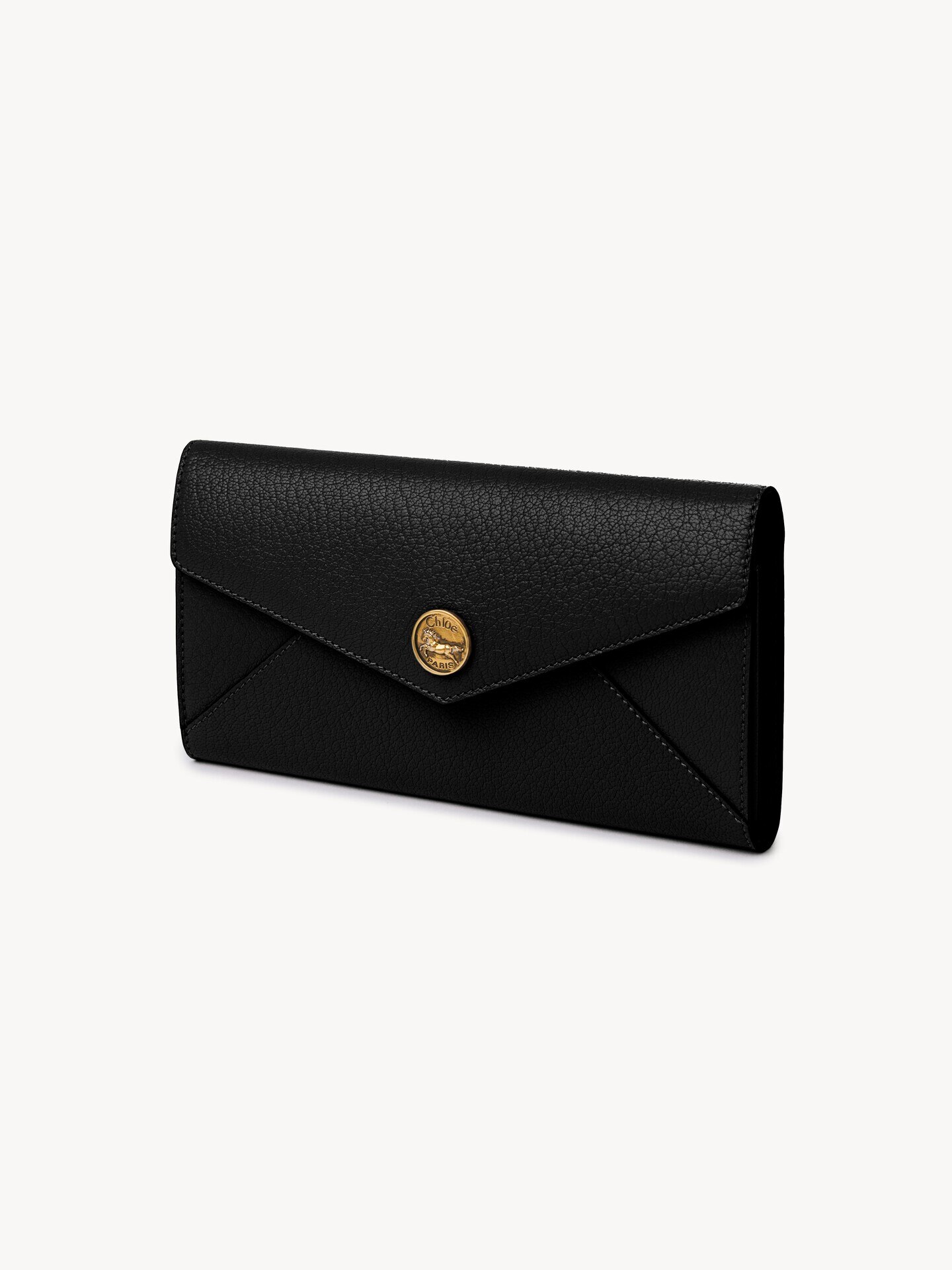 Envelope long wallet with flap in grained leather - 3
