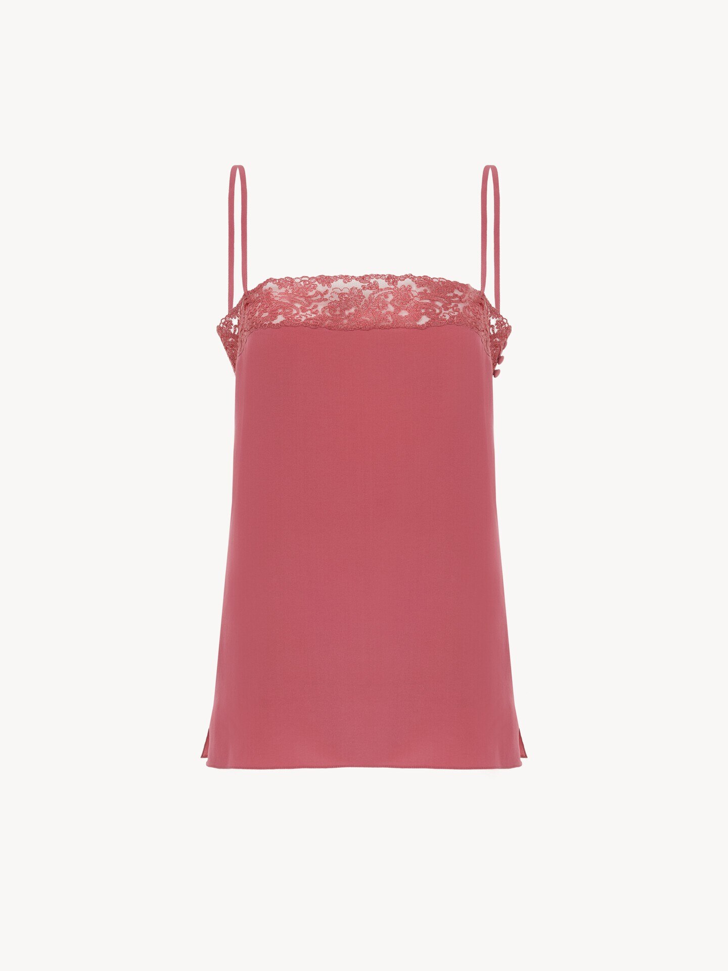 Camisole top in crêpe de chine & lace - 2