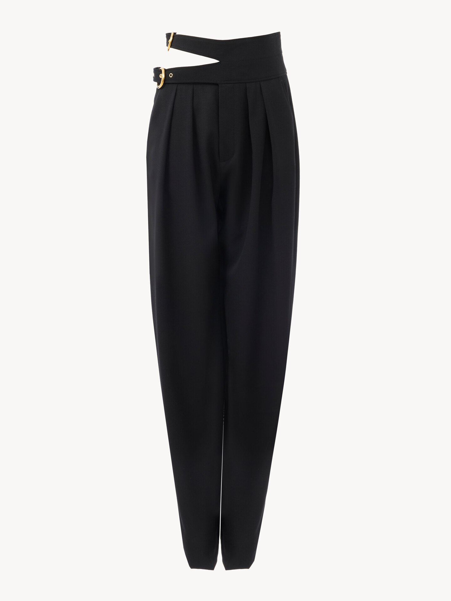 High-rise tailored trousers in wool grain de poudre - 1