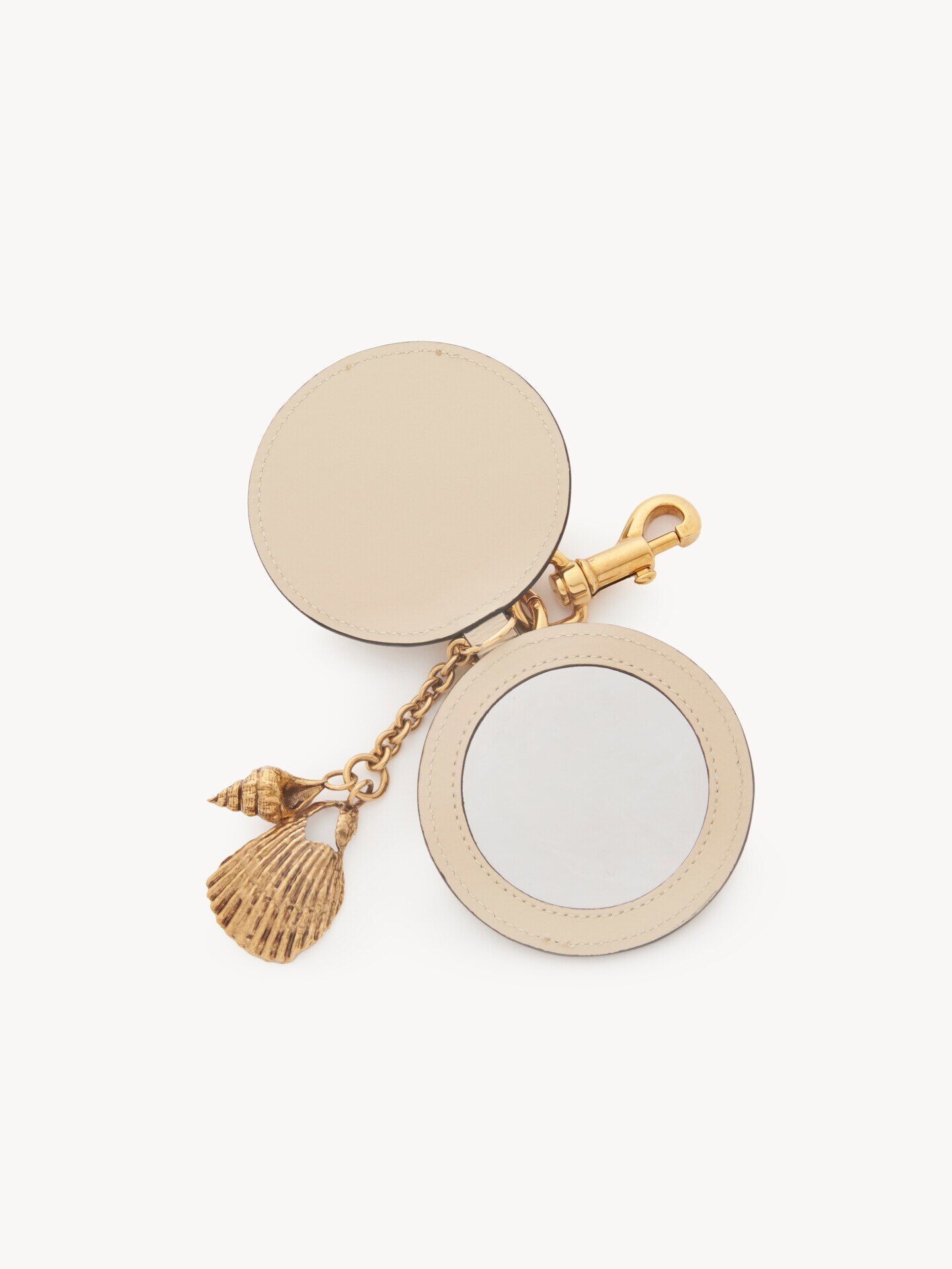 Mirror keyring with shell in shiny leather - 3