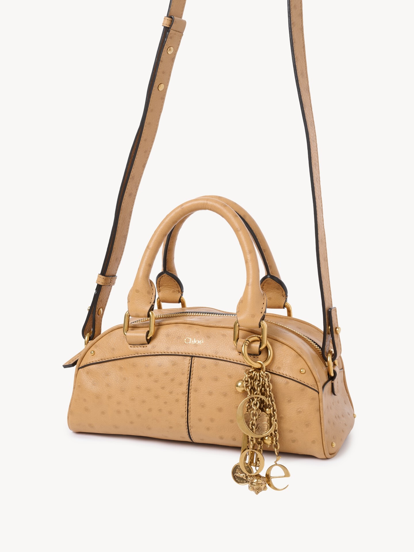 Small Chlo&eacute; bowling bag in ostrich-effect leather - 4