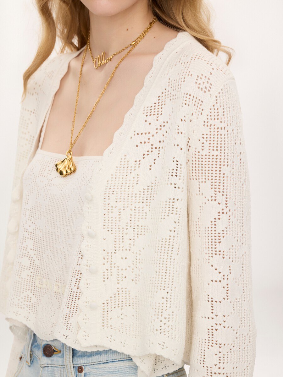 Cropped cardigan in a cotton knit - 6