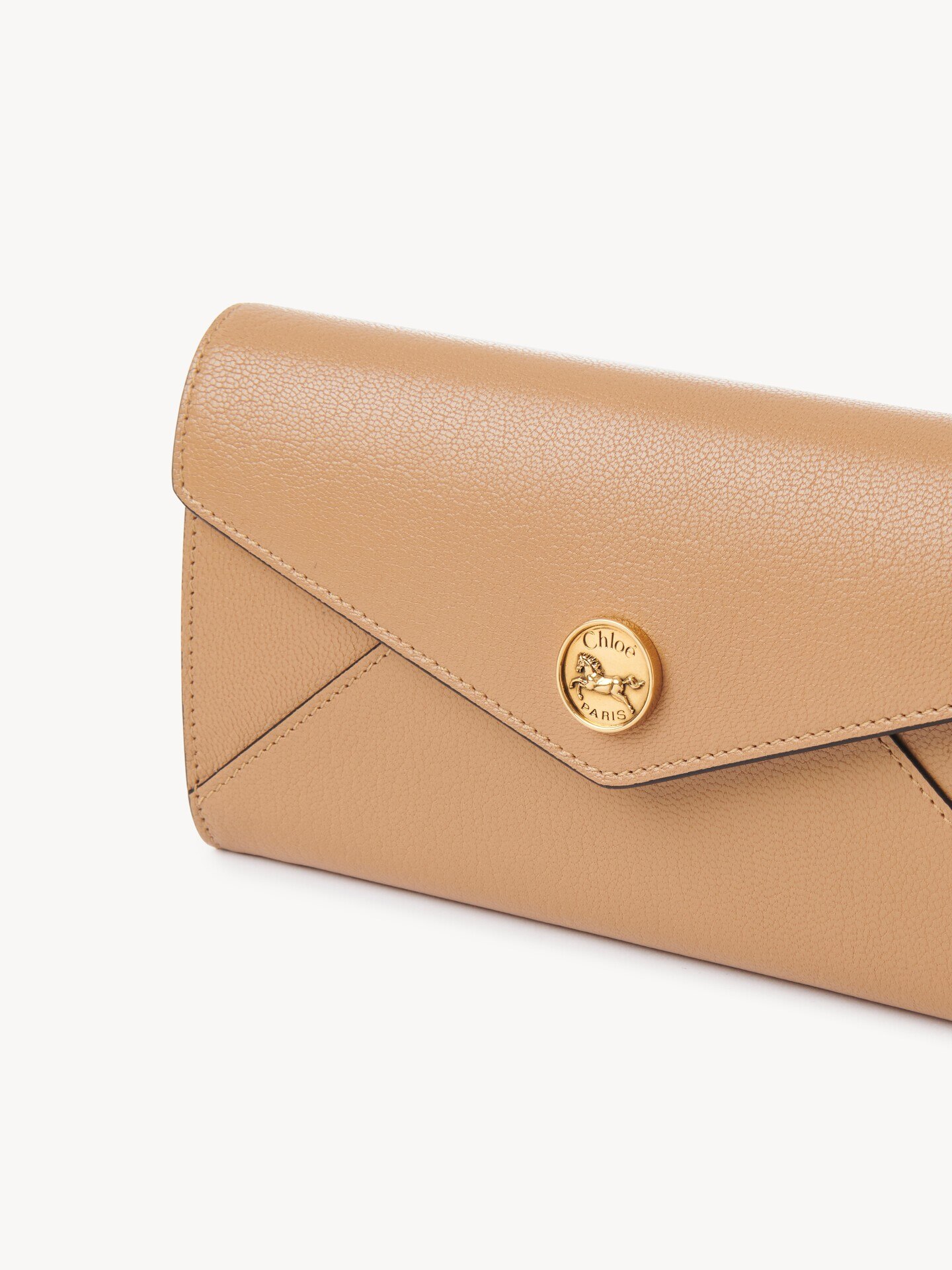 Envelope long wallet with flap in grained leather - 6