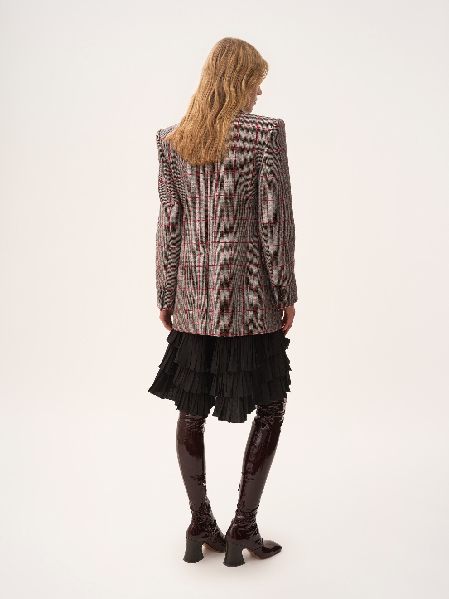 Double-breasted tailored jacket in wool check - 6