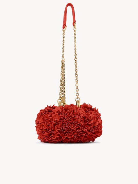 Bolso de hombro Chlo&eacute; Pliss&eacute; con cadena de cuero con flores