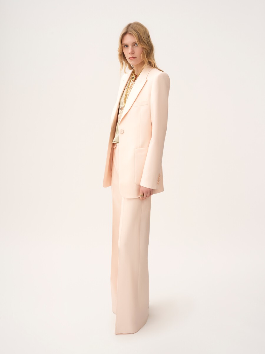 High-rise flared pants in wool gabardine - 3