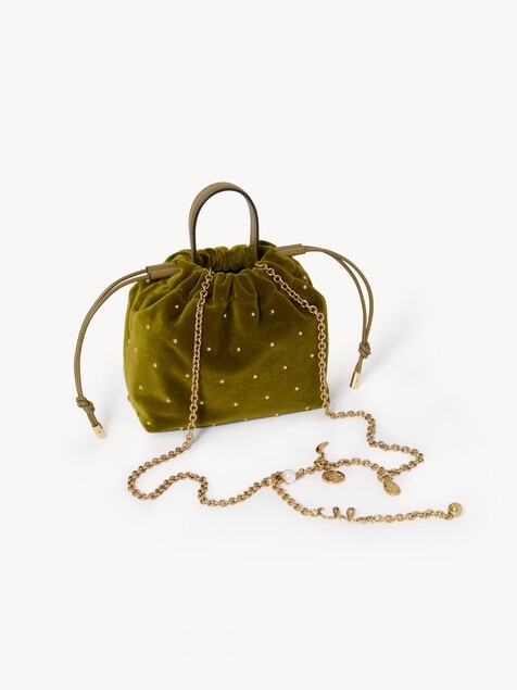 Mini Chlo&eacute; Icons shoulder bag with chain in velvet with studs