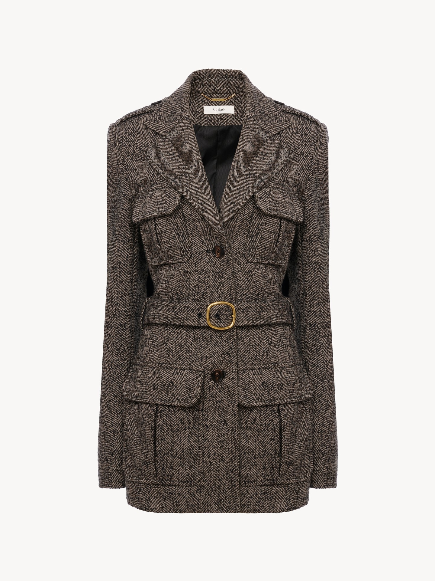 Utilitarian jacket in chevron wool - 2