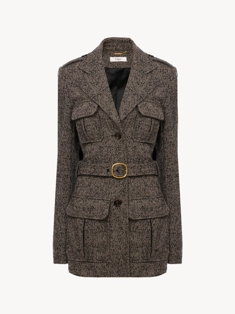 Utilitarian jacket in chevron wool