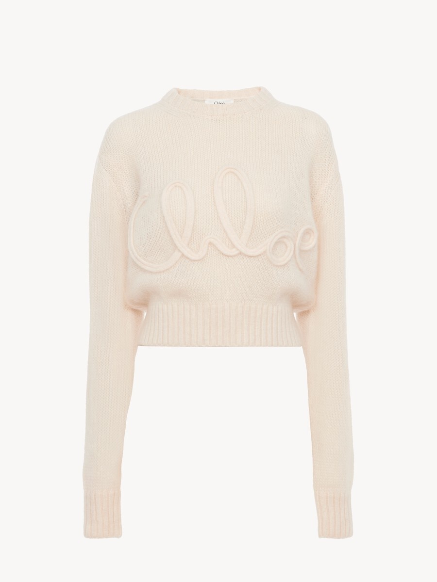 Logo sweater in alpaca wool & silk knit - 1