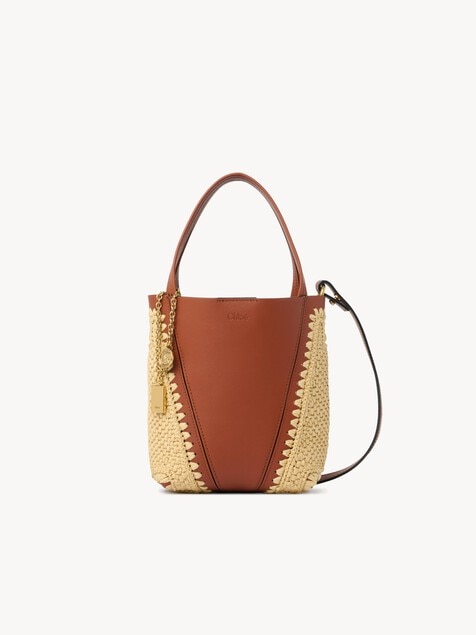 Bolso tote Chlo&eacute; Spin peque&ntilde;o de efecto rafia y cuero