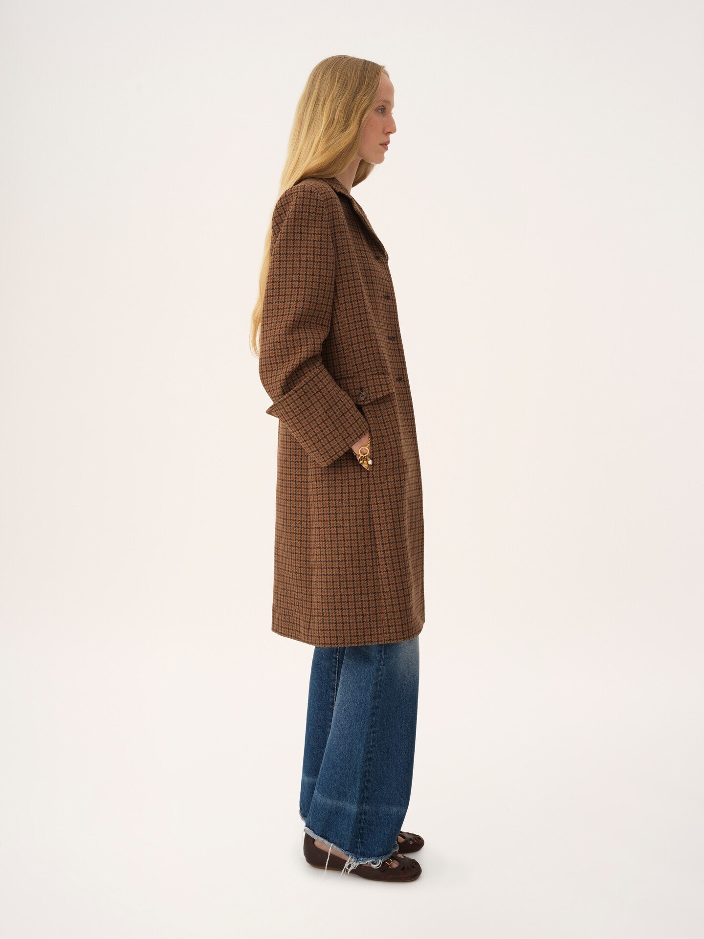 Riding coat in houndstooth wool - 4