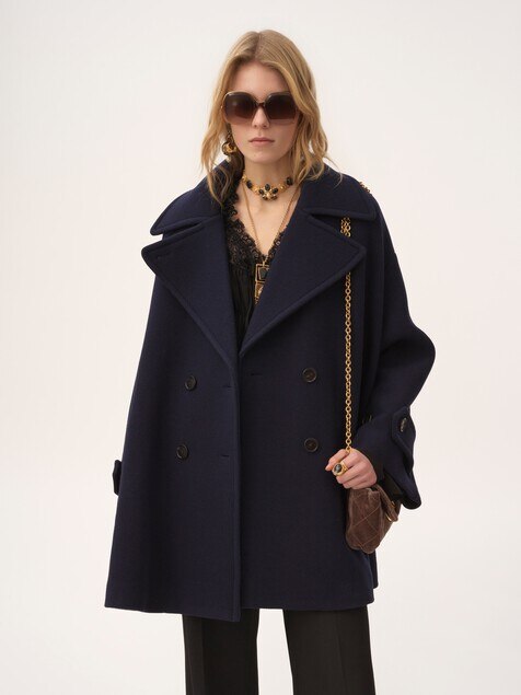 Oversized double-breasted coat in wool