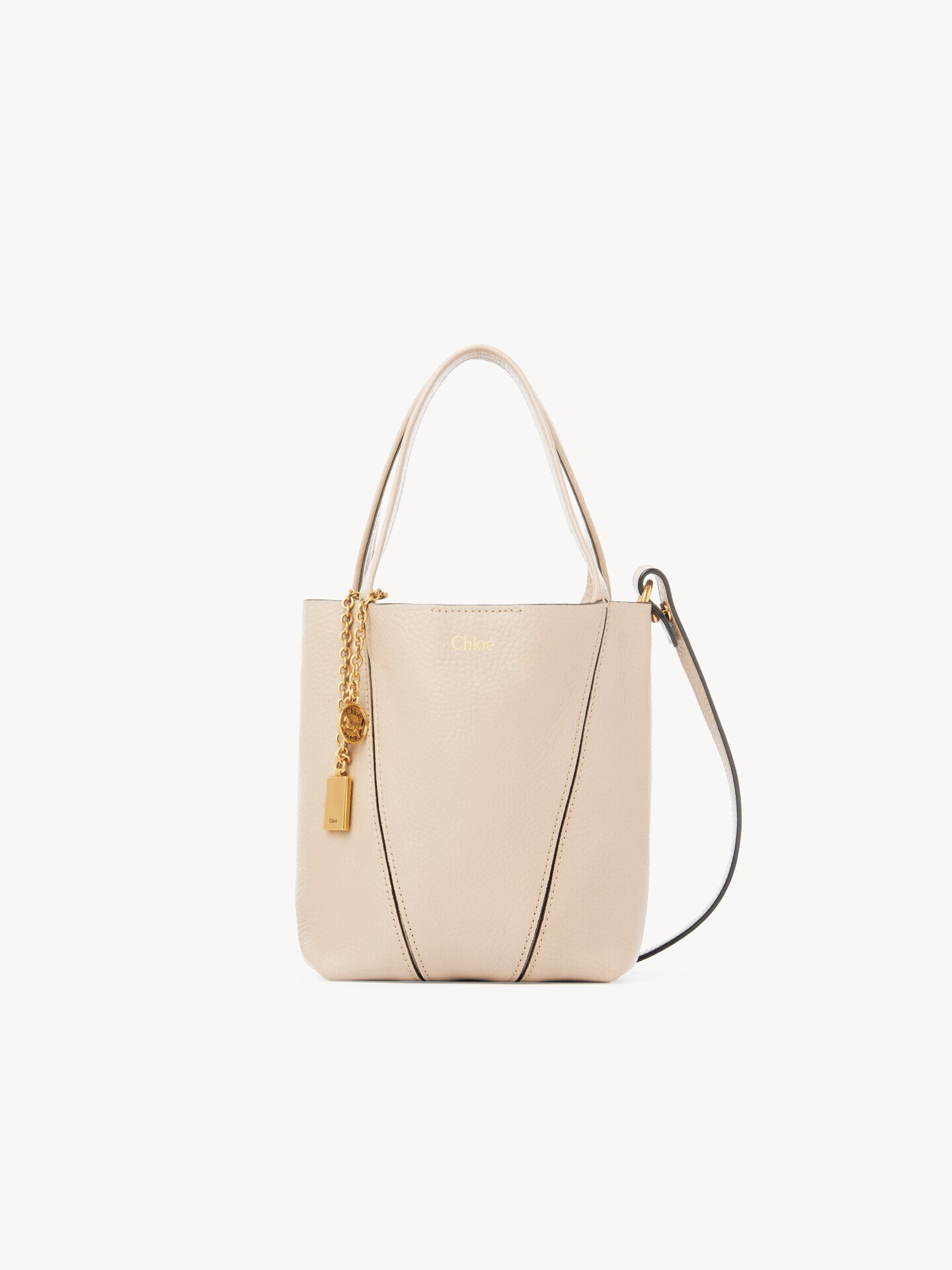 Small Chloé Spin tote bag in grained leather - 1