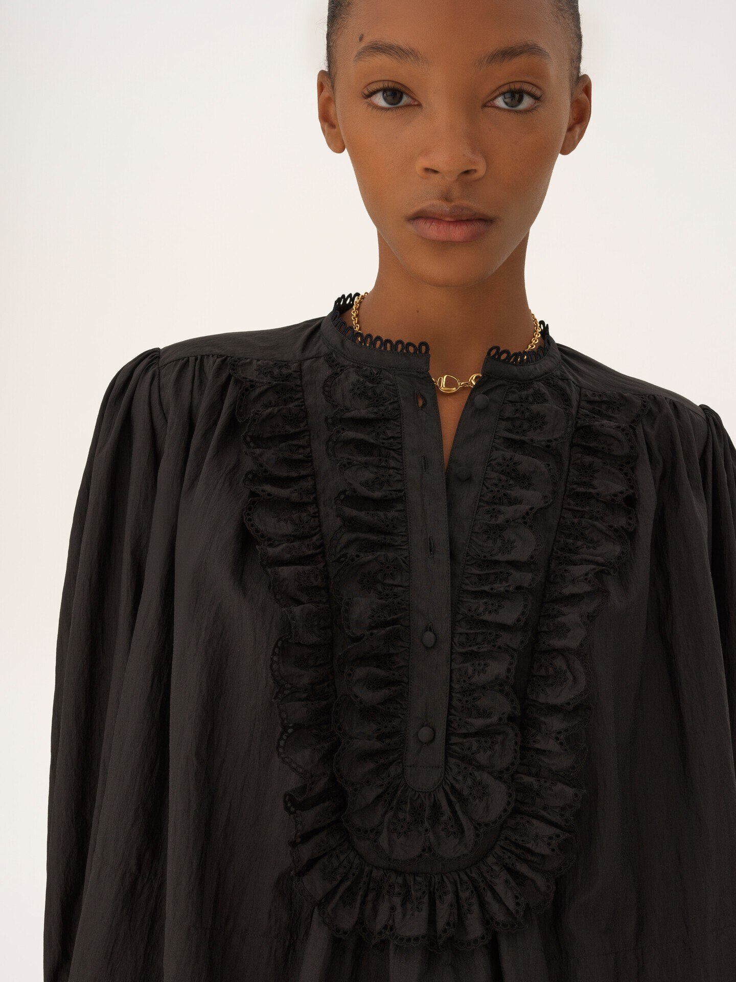 Gathered ruffled top in technical taffeta - 7