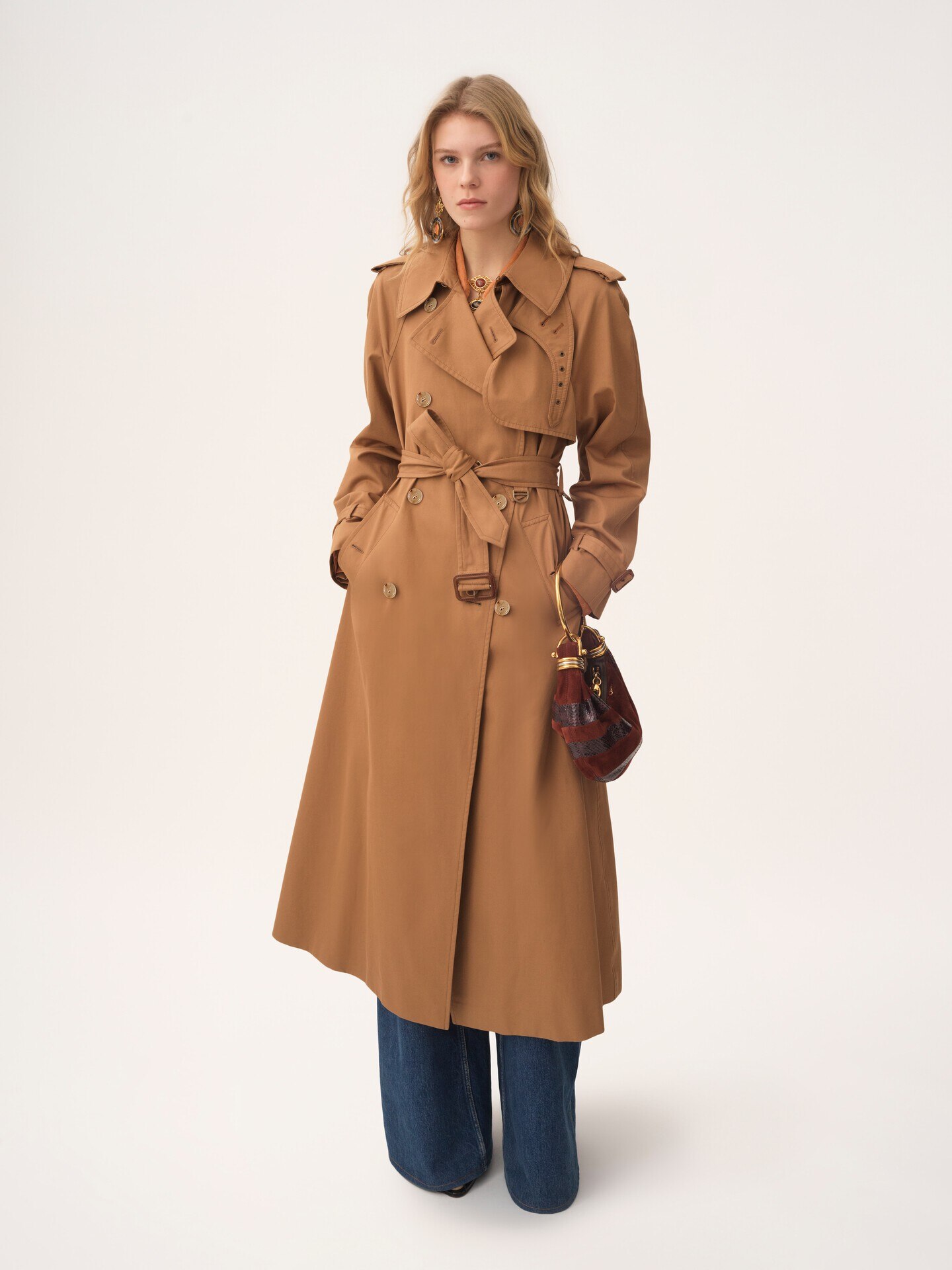 Gabardina larga de gabardina de algod&oacute;n - 3