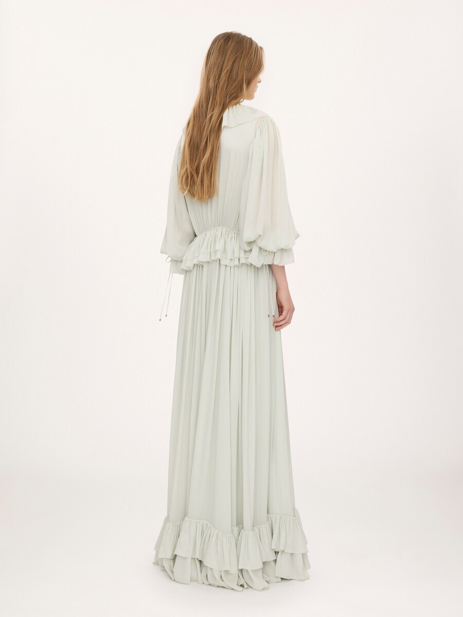 Gathered long dress in silk charmeuse - 5