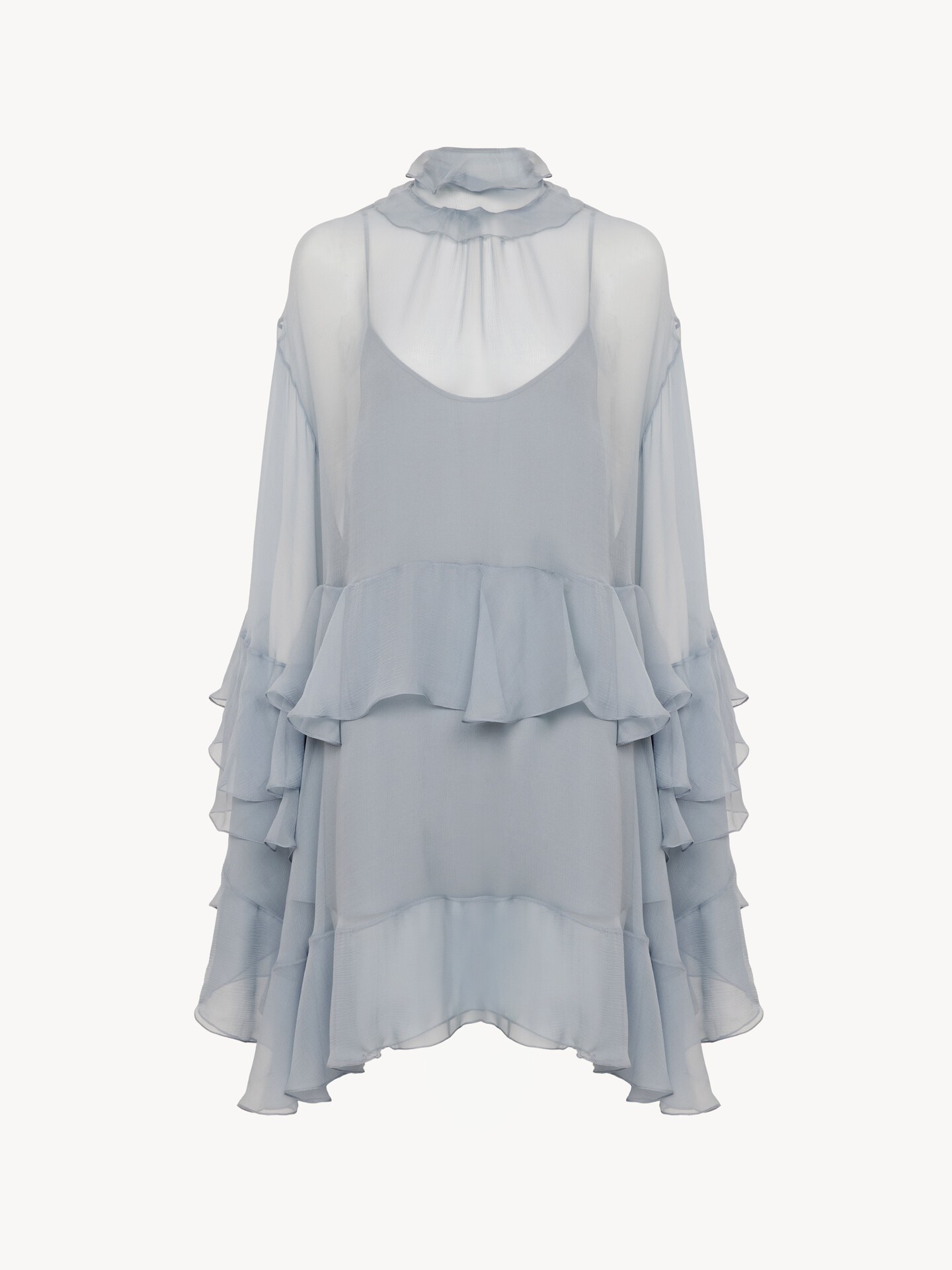 Minivestido con volantes de muselina de seda - 2