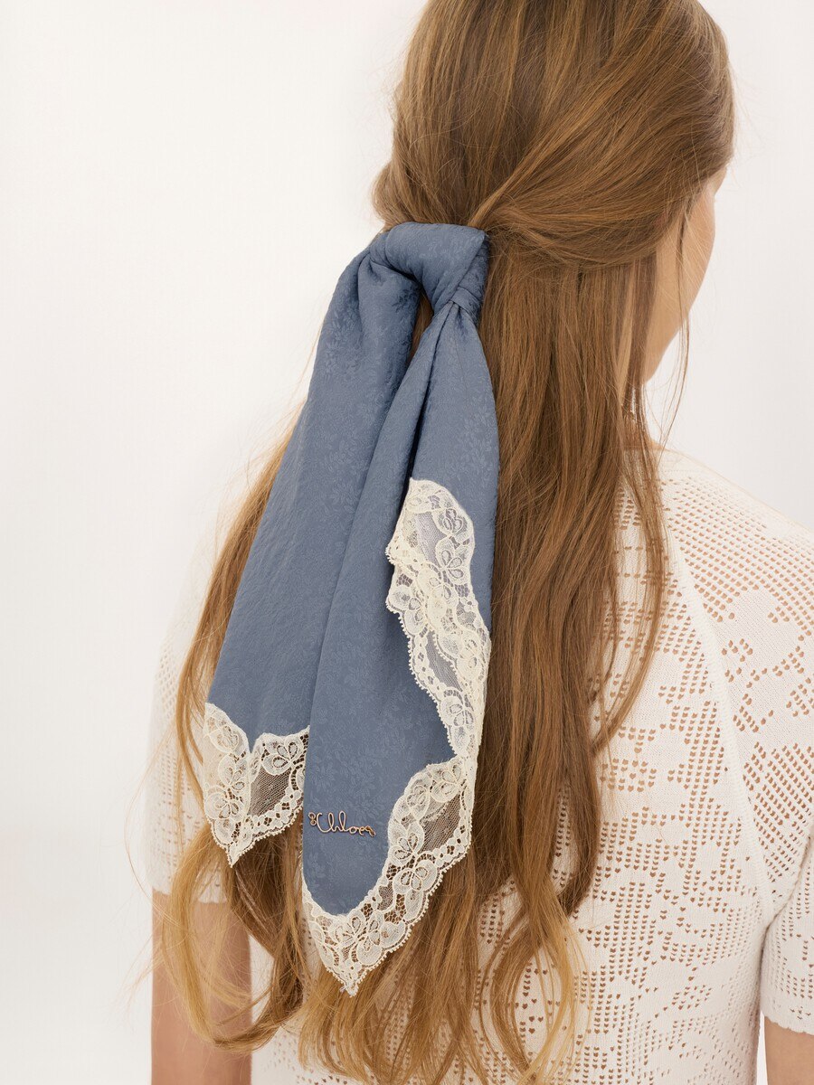 The Chlo&eacute; Poetic square scarf in silk & lace - 5