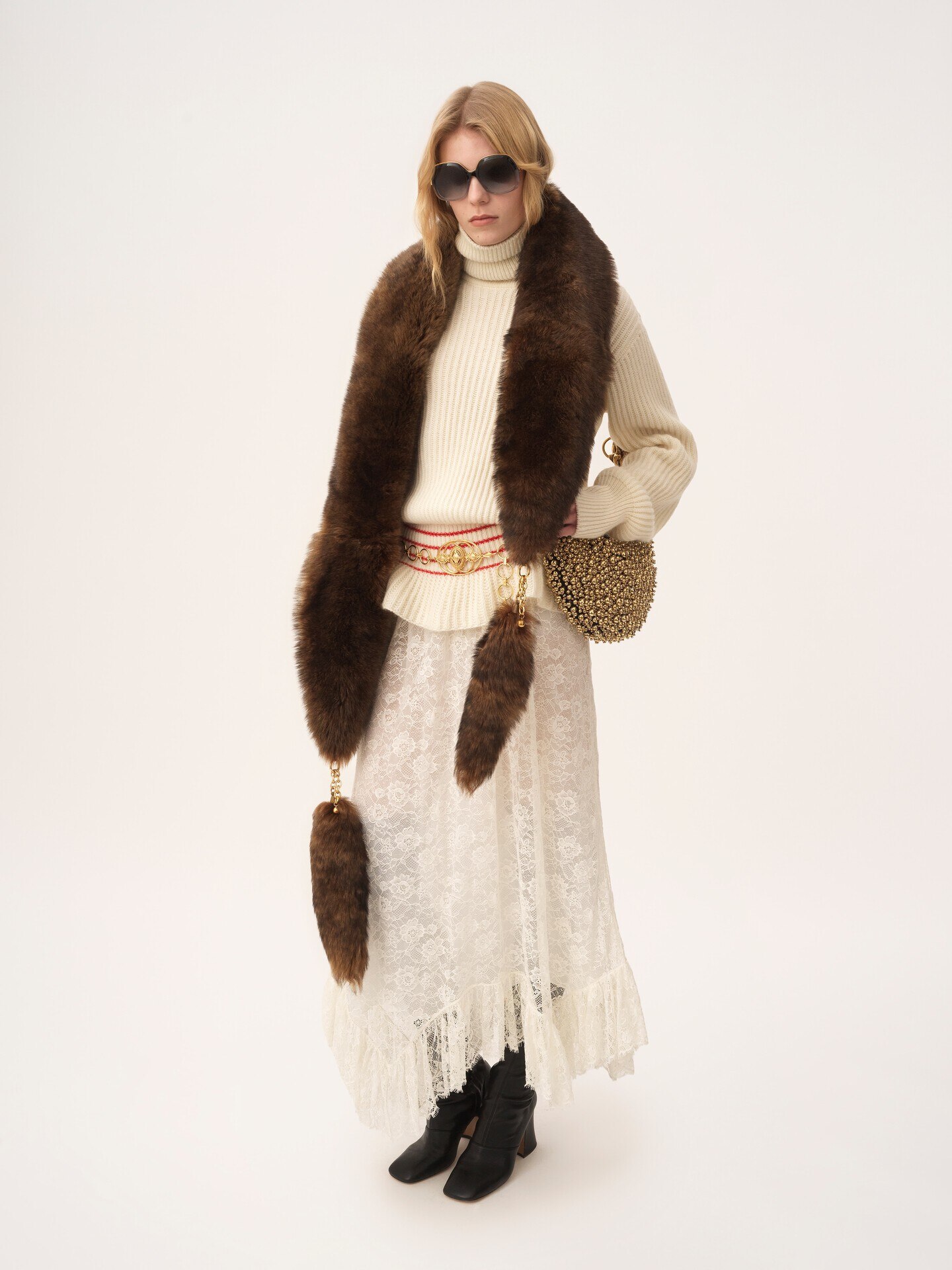 Oversized logo turtleneck jumper in a wool & mohair knit - 3