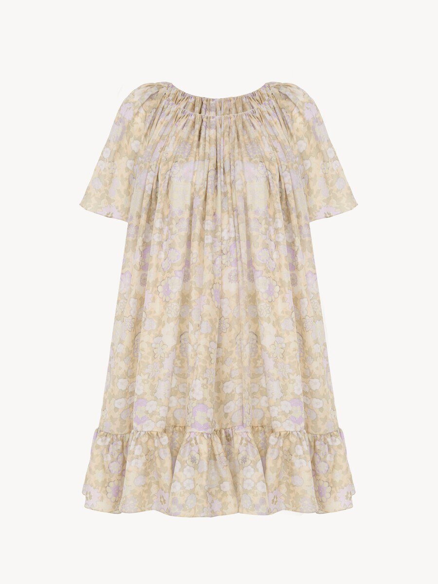 Short pleated dress in silk charmeuse - 2
