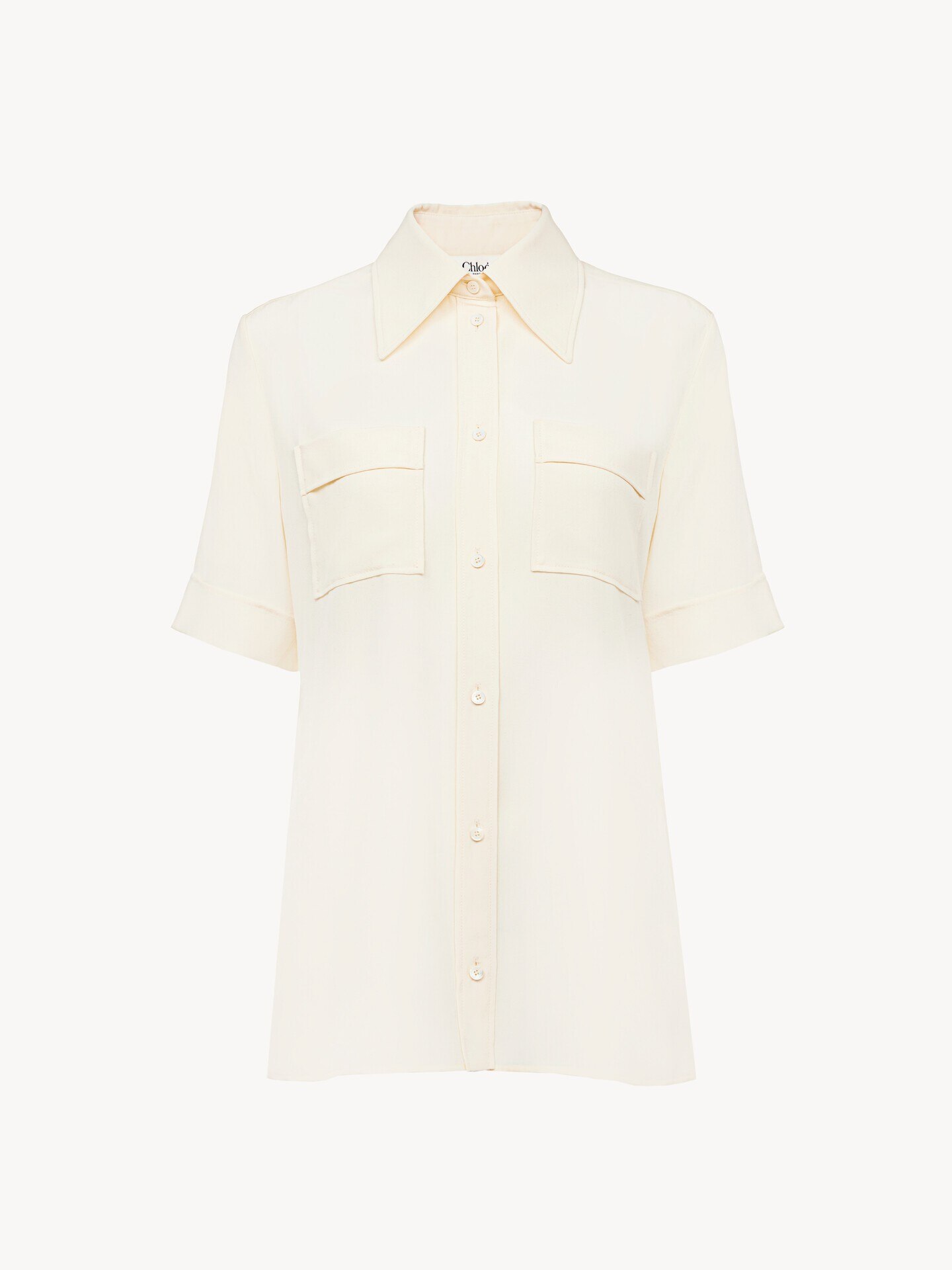 Short-sleeve blouse in crêpe de chine - 2