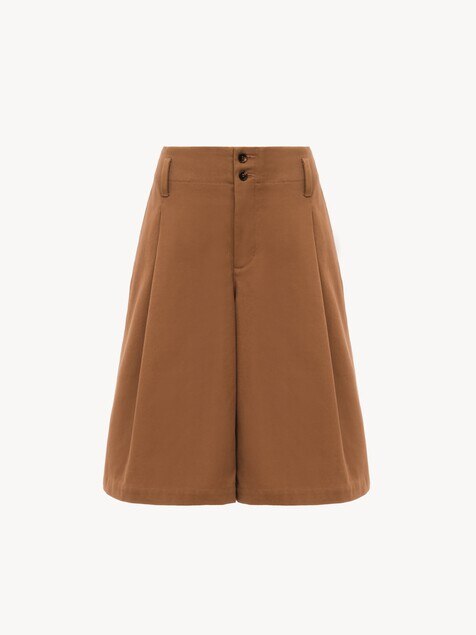 High-rise wide-leg bermuda shorts in cotton