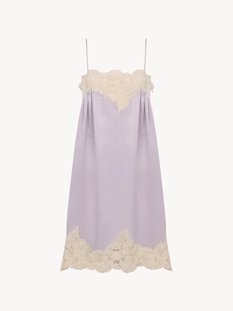 Thin-strap mini dress in washed silk satin