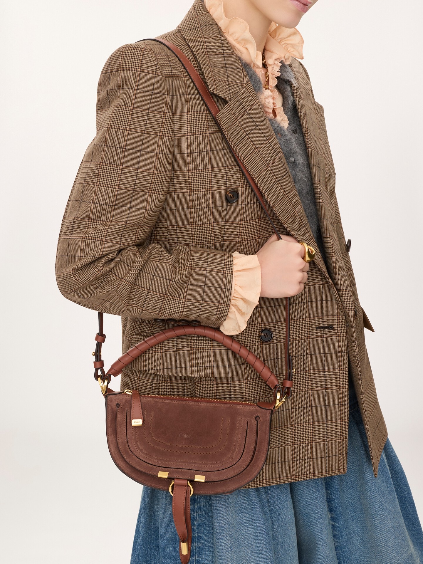 Mini Marcie shoulder bag in suede leather - 3