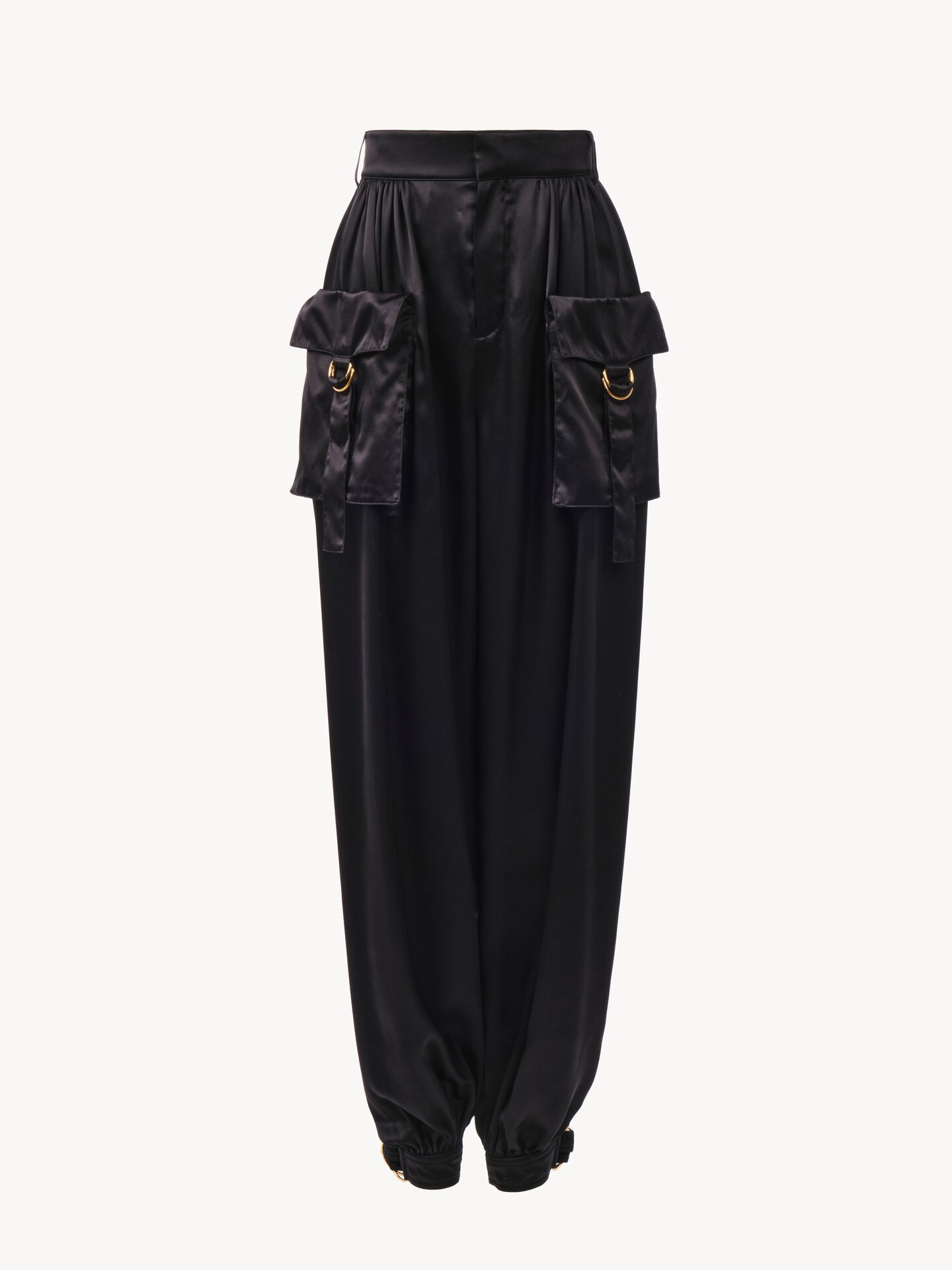 Fluid cargo trousers in silk satin - 1