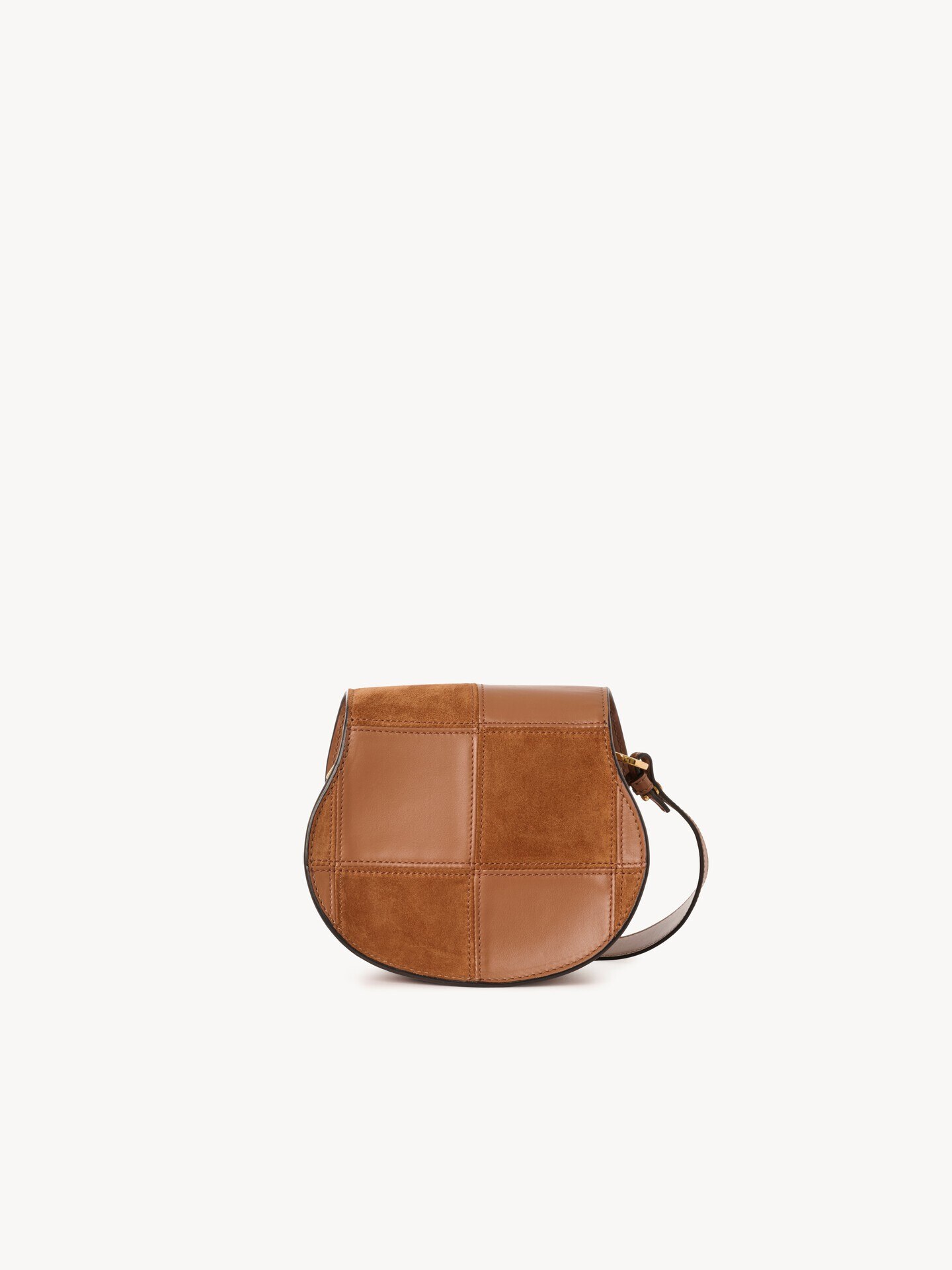 Bolso saddle Marcie peque&ntilde;o de cuero granulado y ante - 5