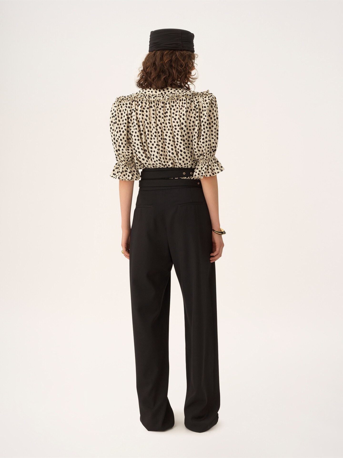 High-rise tailored pants in wool grain de poudre - 7