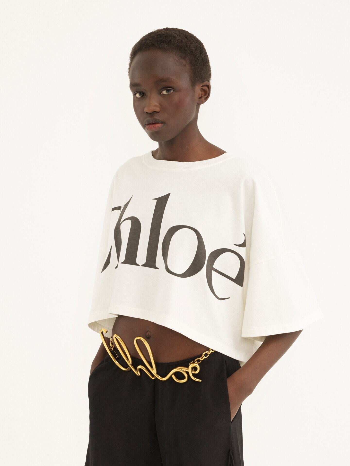 Cropped boxy logo T-shirt in cotton jersey - 5