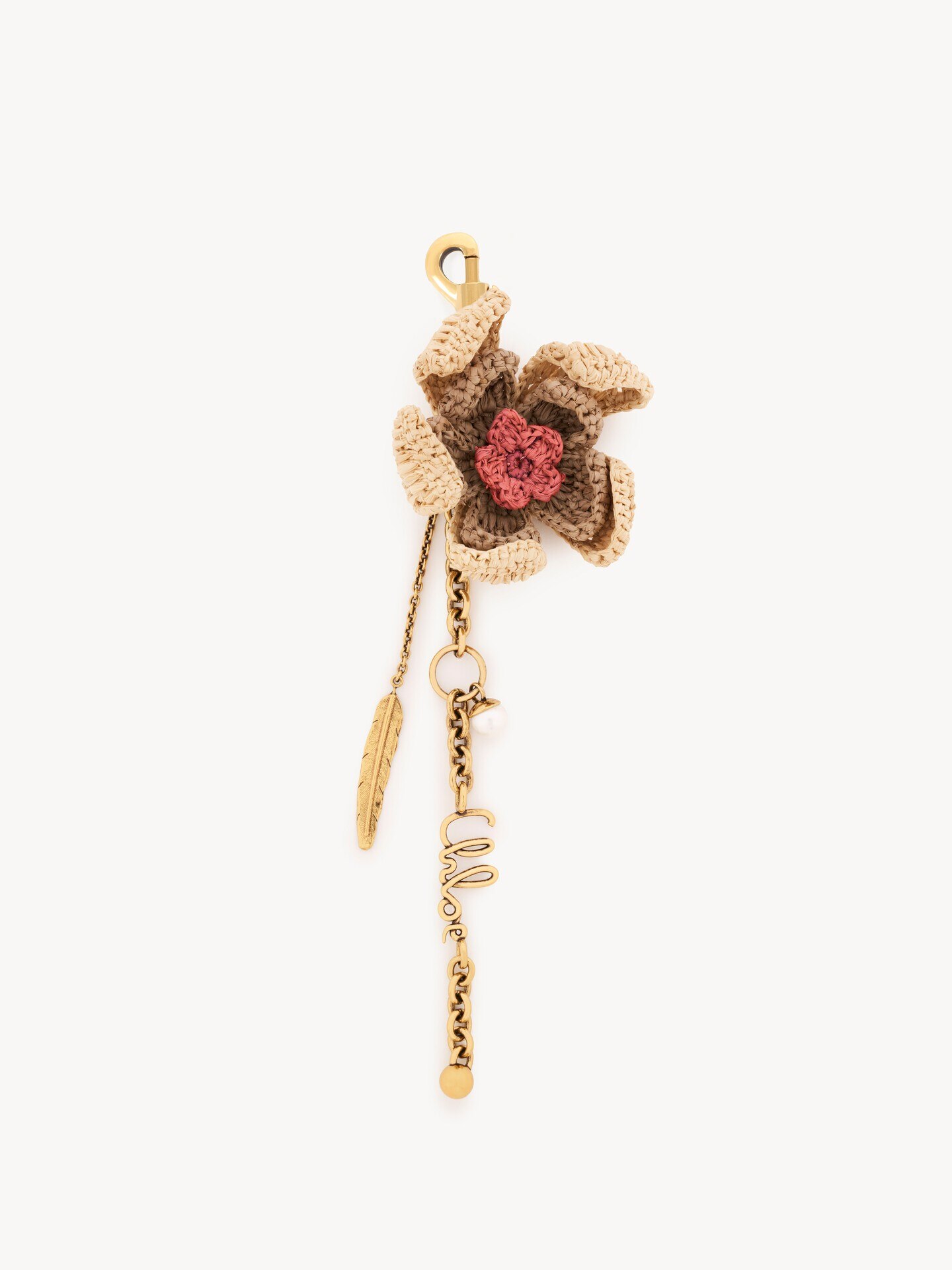 Charm para bolso Chlo&eacute; Symbols Flower de rafia y lat&oacute;n - 2