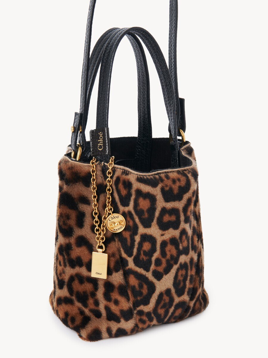 Small Chlo&eacute; Spin tote bag in leopard-print shearling - 5