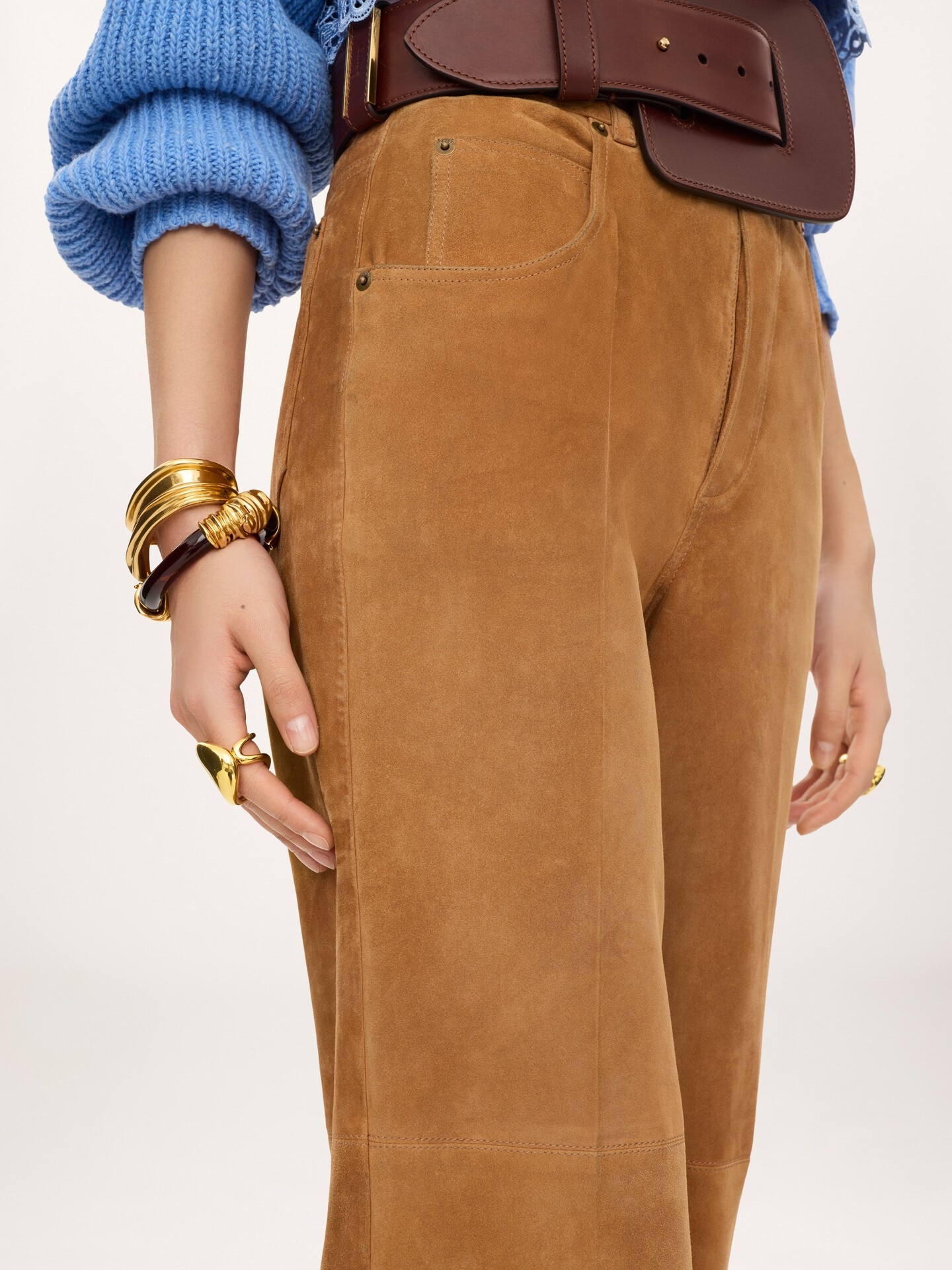 Skinny trousers in suede leather - 6