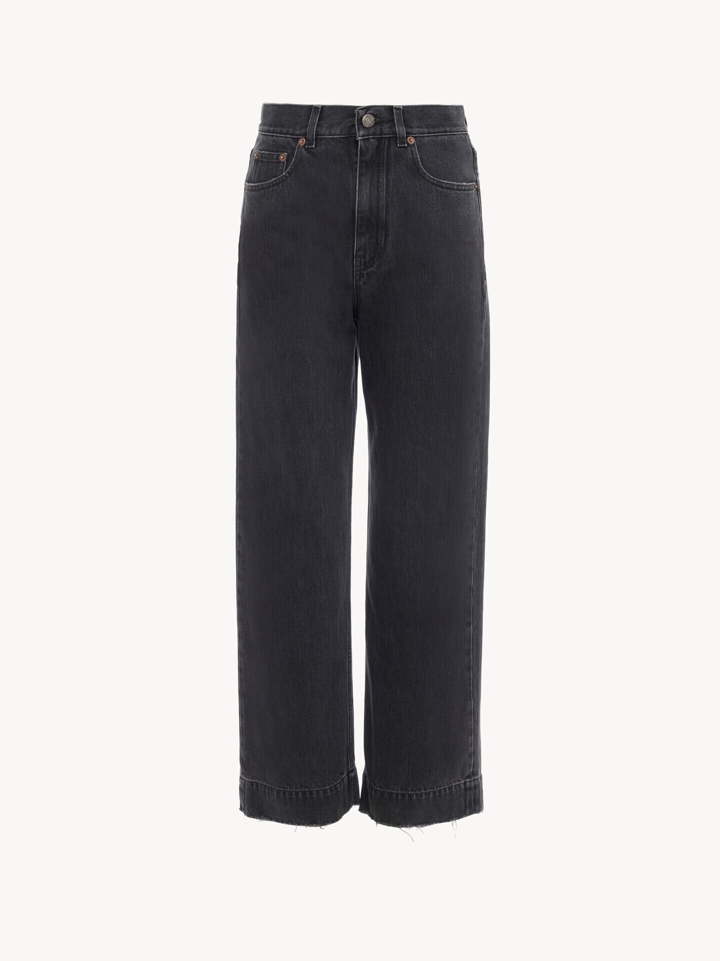 High-rise cropped jeans in denim - 2