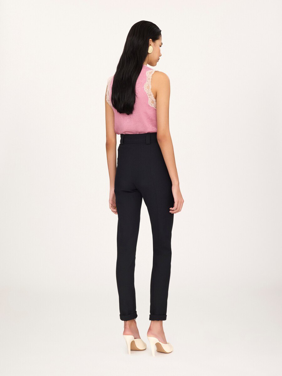 High-rise fitted pants in stretch tricotine - 7