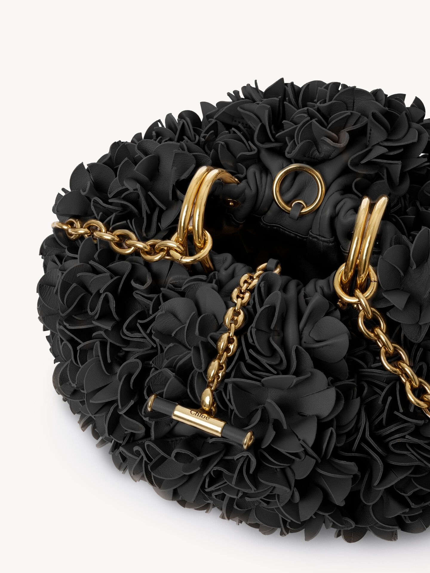 Bolso de hombro Chlo&eacute; Pliss&eacute; con cadena de cuero con flores - 5