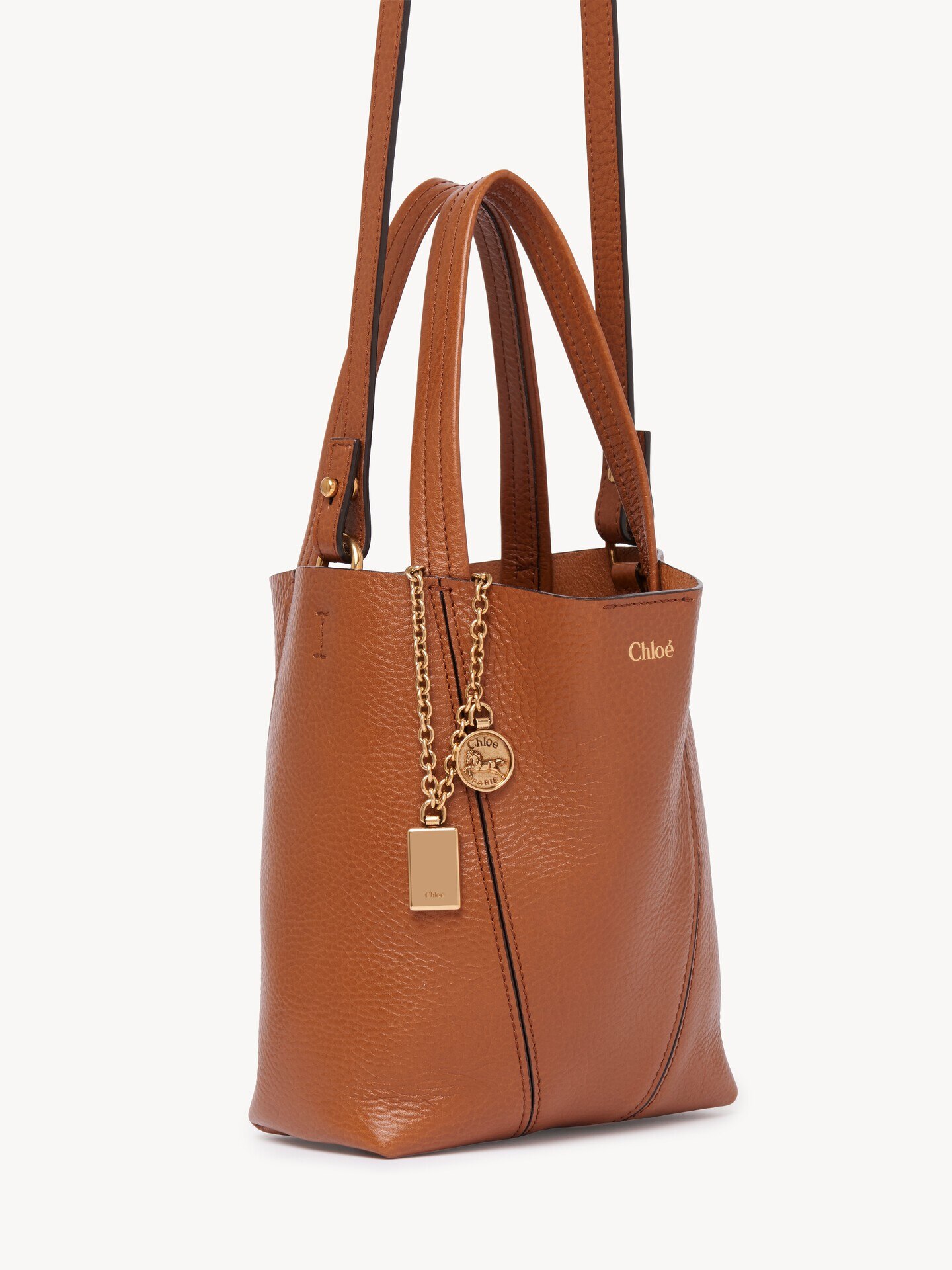 Small Chloé Spin tote bag in grained leather - 5