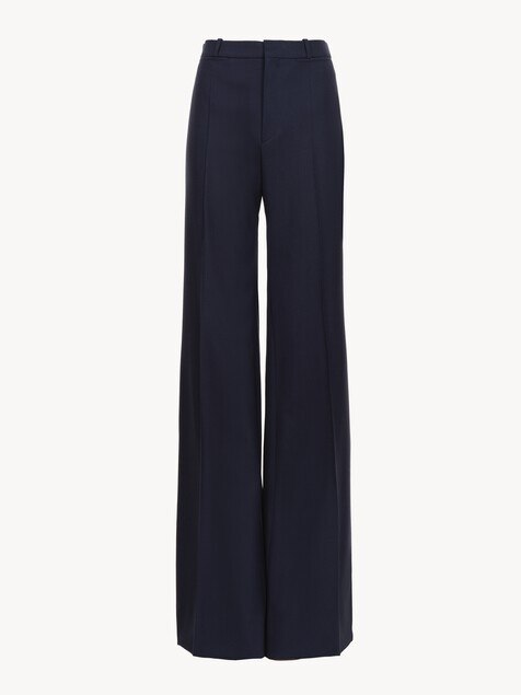 Flared tailored trousers in stretch wool
